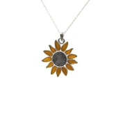 925 Ayar Gümüş Şeffaf Mineli Ayçiçek Kolye thumbnail 3