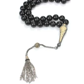 925 Ayar Gümüş Gerçek Oniks Taşlı Küre Kesim Tasarım Tesbih thumbnail 2