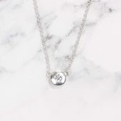 925 Ayar Gümüş Yuvarlak Taşlı Model Kolye thumbnail 3