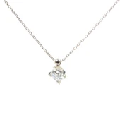 925 Ayar Gümüş 0,60 ct Pırlanta Görünümlü Tek Taş Kolye thumbnail 3