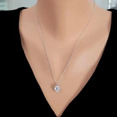 925 Ayar Gümüş 1,30 ct Pırlanta Görünümlü Tek Taş Kolye thumbnail 1