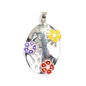 925 Ayar Gümüş Ajurlu Çiçekli Mineli Kolye Ucu thumbnail 2