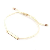 925 Ayar Gümüş Krem İpli Plaka Bileklik thumbnail 1