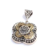 925 Ayar Gümüş ve Bronz Karışımı Dört Köşe Otantik Kolye Ucu thumbnail 3