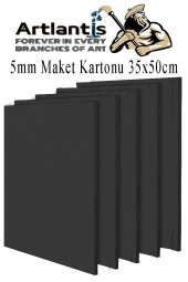 Maket Kartonu Siyah Fotoblok 5 mm 35x50 cm 5 Adet Hobi Sanat Okul Köpüklü Straforlu Maket Kartonu - 1