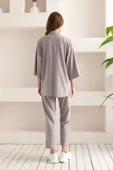 Kadın Kimono Takım - Geniş Paça Keten Dokulu Alt Üst Yazlık Kadın Takım thumbnail 8