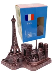 Vintage Metal Fransa Paris Şehri Bakır 14 cm thumbnail 6