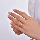 14 Ayar Beyaz Altın Tektaş Yüzük thumbnail 2