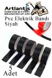 Siyah Elektrik Bandı 5 Adet Pvc İzolo Bant Elektrikçi Bandı Su Geçirmez Isıya Dayanıklı Yalıtım Bandı - 1