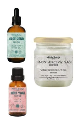 Hindistan Cevizi Yağı 150gr, Aloevera Sabit Yağı 30ml, Hint Yağı 20ml %100 Saf - 1