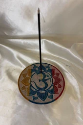 Aum Om Hand Made El İşi Feng Shui Ejderha Yılı Doğal Obsidyen Taşı Çubuk Konik Tütsülük thumbnail 5