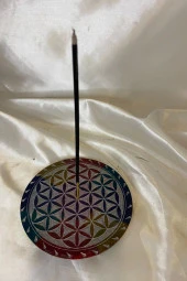 Yaşam Çiçeği Hayat Çiçeği Yaşam Ağacı Hand Made El İşi Feng Shui Ejderha Yılı Doğal Obsidyen Taşı Çubuk Konik Tütsülük thumbnail 3