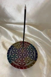 Yaşam Çiçeği Hayat Çiçeği Yaşam Ağacı Hand Made El İşi Feng Shui Ejderha Yılı Doğal Obsidyen Taşı Çubuk Konik Tütsülük thumbnail 4