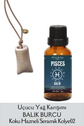 Balık Burcu - Pisces, Uçucu Yağ Karışımı, 10ml & Koku Hazneli Kolye02 - 1