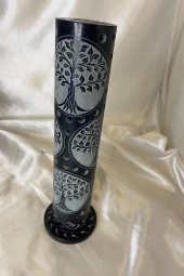 Yaşam Hayat Ağacı Hand Made El İşi Feng Shui Ejderha Yılı Doğal Obsidyen Taşı Çubuk Konik Tütsülük kule thumbnail 5