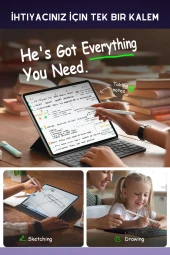 iPad Pro 13 inç M4 Çip Uyumlu Manyetik ve Kablosuz Şarj Olabilen Bluetooth Özellikli Tablet Kalemi thumbnail 4