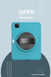 Qpen iPad Pro 11 inç (2021)  Uyumlu Hand Strap Tablet Kılıfı thumbnail 3
