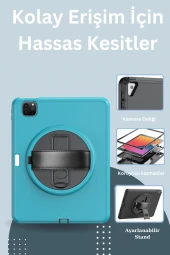 Qpen iPad Pro 11 inç (2021)  Uyumlu Hand Strap Tablet Kılıfı thumbnail 5