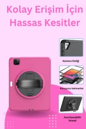 Qpen iPad Pro 11 inç (2021)  Uyumlu Hand Strap Tablet Kılıfı thumbnail 9