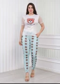 Kolu Dantelli Kadın Tişört Pantolon Pijama Takımı 1082 - 7