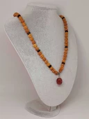Çilek Kuvars Taşlı Rudraksha Tohum Kolye Dolama Bileklik 8mm (49724) - 2