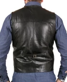 Spor Kesim Siyah Deri Yelek - 9