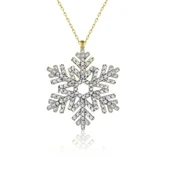 Beyaz Taşlı Altın Renkli Kar Tanesi Modeli 925 Ayar Kolye - 7