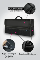 NiCe Shop Premium Lüks Deri Bagaj Organizer Çanta Siyah Kenarlı - Kaydırmaz Zeminli - Bagaj Organizer thumbnail 3