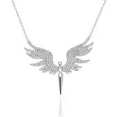 Beyaz Melek Tasarım Gümüş Bayan Kolye - 5