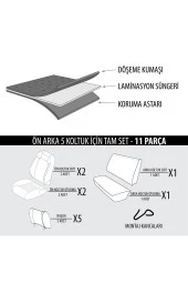 NiCe Shop Opel Corsa E Uyumlu Koltuk Kılıfı Samma - Kırmızı thumbnail 4