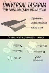 NiCe Shop Ford Focus 2.5 Uyumlu Koltuk Kılıfı Enigma Serisi - Mavi thumbnail 4