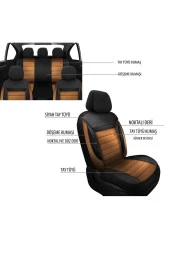 NiCe Shop Renault R9 Uyumlu Koltuk Kılıfı Enigma Serisi - Taba thumbnail 5