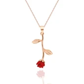 Gül Model Kırmızı Kolye - 6