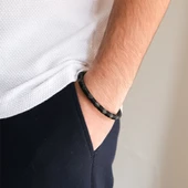 316L Çelik Siyah Erkek Spor Kelepçe Bileklik EBLK-448 thumbnail 2
