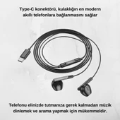 Polham HC Type C Kablolu Mikrofonlu Kulaklık, HİFİ Ses, HD Mikrofonlu Type C Kulaklık - 4