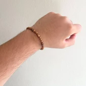 Kahverengi Ahşap Doğal Taş Erkek Bileklik EBLK-380 thumbnail 2