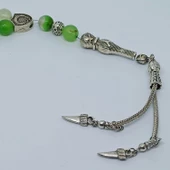 Doğal YEŞİL AKİK JADE YEŞİM Taşlı Tespih - El Yapımı Koleksiyonluk Parça - 3