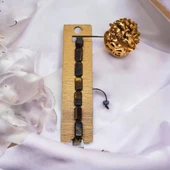 Doğal Kaplan Gözü Taşlı Unisex Kadın/Erkek Bileklik - 3