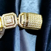 Gold Altın Görünümlü Taşlı İnce İşçilik Çelik Kadın Bilekliği 18cm - 4