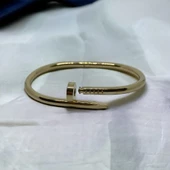 Gold Paslanmaz Çelik Çivi Kelepçe Bileklik Bilezik - 3