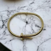 Gold Paslanmaz Çelik Çivi Kelepçe Bileklik Bilezik - 1