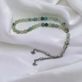 Doğal DAMARLI AKİK Taşlı Kristal Kesim Tespih - 1
