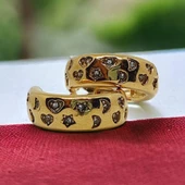 Altın Renkli Çelik Minik Taşlı Küpe - 3