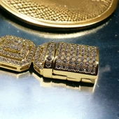Gold Altın Görünümlü Taşlı İnce İşçilik Çelik Kadın Bilekliği 20cm - 3