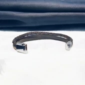 Deri Erkek Bilekliği - Manyetik Mıknatıs Klipsli thumbnail 2