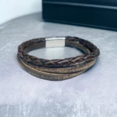 Deri Erkek Bilekliği - Manyetik Mıknatıs Klipsli thumbnail 1