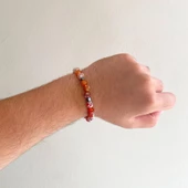 Kahverengi Akik Doğal Taş Erkek Bileklik EBLK-390 thumbnail 2