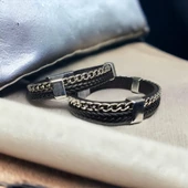 Deri Erkek Bilekliği - Manyetik Mıknatıs Klipsli thumbnail 1