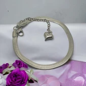 Gümüş Rengi Görünümlü Kalpli Boy Ayarlı Bileklik thumbnail 1