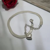 Gümüş Rengi Görünümlü Kalpli Boy Ayarlı Bileklik thumbnail 2